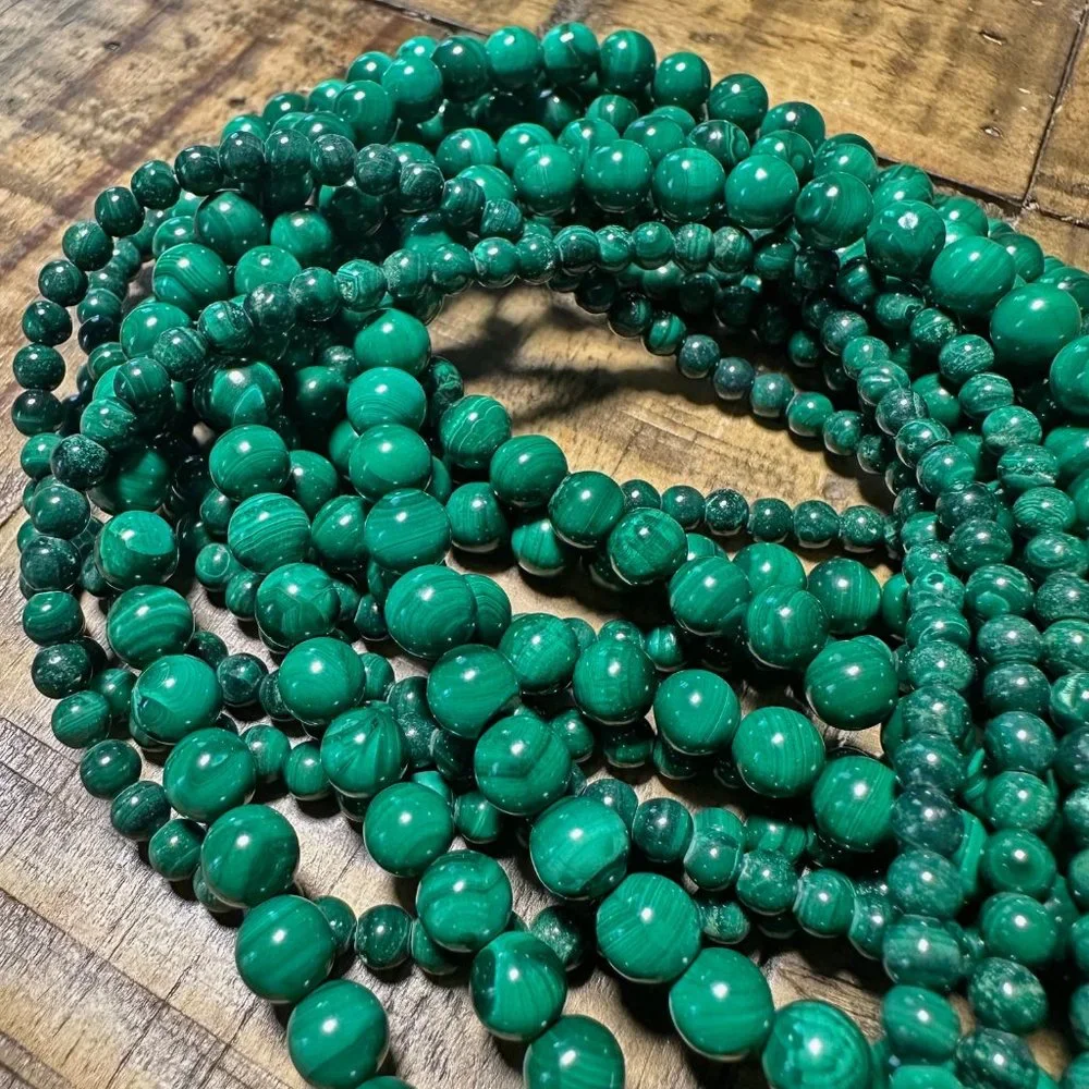 Natural Malachite Bead Strand - 4mm - 6mm - 8mm - Picture 4 of 4